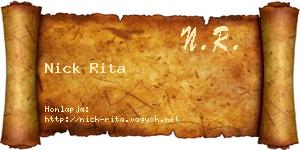 Nick Rita névjegykártya
